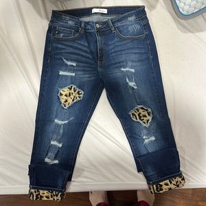 KanCan leopard print distressed jeans